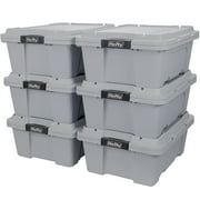 Hefty 12 Gallon Max Pro Plastic Utility Storage Tote, Gray, 6 Pack