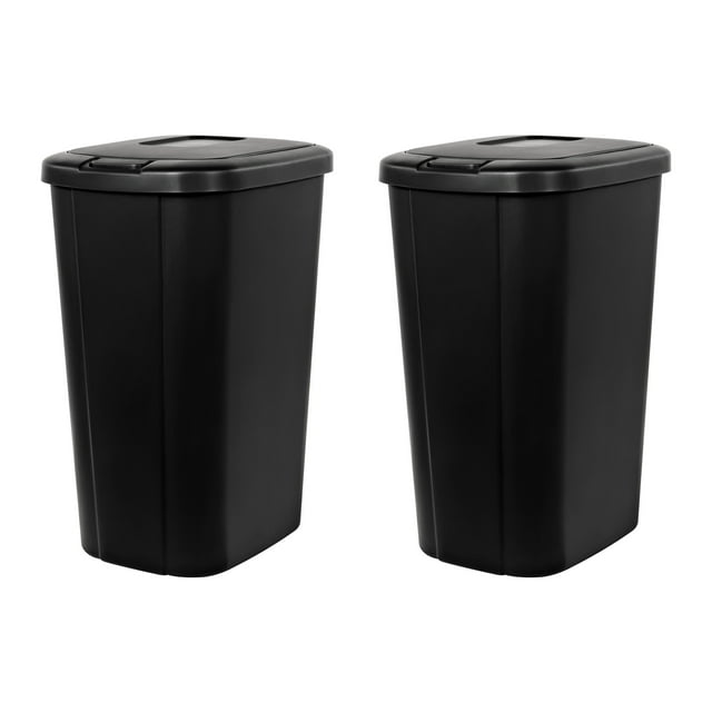 Hefty 13.3 Gallon Trash Can, Plastic Touch Top Kitchen Trash Can, Black