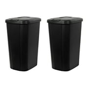 Hefty 13.3 Gallon Trash Can, Plastic Touch Top Kitchen Trash Can, Black 2 Pack