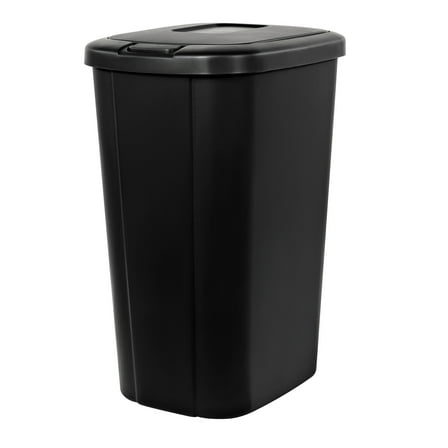 Hefty Kitchen Trash Can, 13.3 Gallon Plastic Touch Top Garbage Bin with Push Button Lid, Black