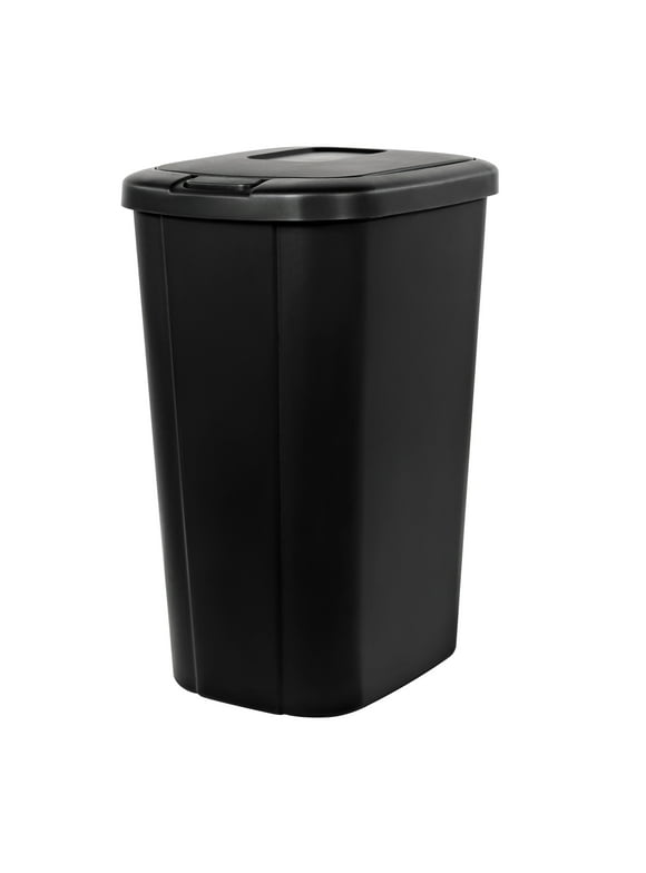 Hefty 13.3 Gallon Trash Can, Plastic Touch Top Kitchen Trash Can, Black