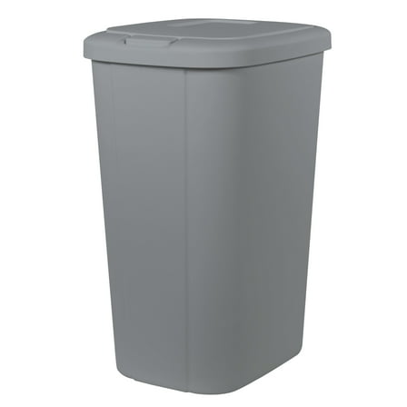 Hefty Kitchen Trash Can, 13.3 Gallon Plastic Touch Top Garbage Bin with Push Button Lid, Gray