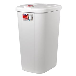 Hefty Kitchen Trash Can, 13.3 Gallon Plastic Touch Top Garbage Bin with Push Button Lid, White