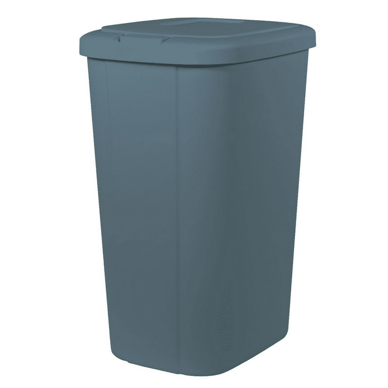 Hefty 13.3-gal Touch Lid Trash Can Blue with Decorative Texture 