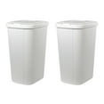 Hefty 13.3gal Touch Lid Trash Can, White with Decorative Texture (2