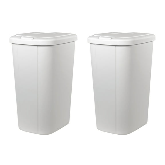 Hefty 13.3-gal Touch Lid Trash Can, White with Decorative Texture (2 Pack)
