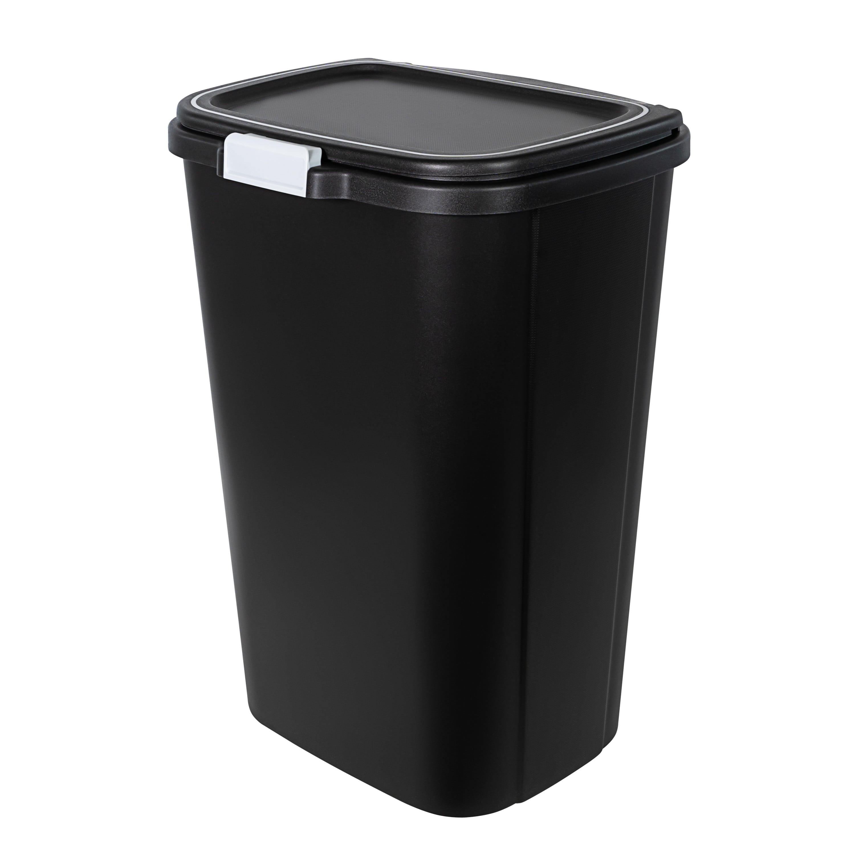 Hefty Kitchen Trash Can, 13 Gallon Plastic Odor Block Touch Top Garbage Bin with Push Button Lid, Black