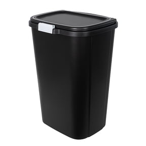 Hefty Kitchen Trash Can, 13 Gallon Plastic Odor Block Touch Top Garbage Bin with Push Button Lid, Black