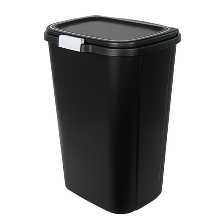 Hefty Kitchen Trash Can, 13 Gallon Plastic Odor Block Touch Top Garbage Bin with Push Button Lid, Black