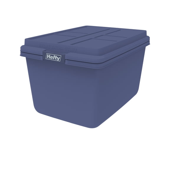 Hefty HI-RISE 18 Gallon Large Latching Storage Bin, Plastic Storage Container with HI-RISE Lid, Blue