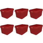 Hefty 18 Gallon Plastic Christmas Storage Container with HIRISE Lid, Holiday Red, Set of 6