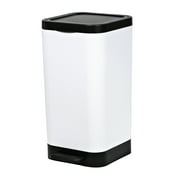 Hefty Bathroom Trash Can, 2.6 Gallon Small Plastic Step Garbage Bucket Bin with Foot Pedal Lid, White