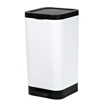 Hefty 2.6 Gallon Trash Can, Plastic Step On Bathroom Trash Can, White