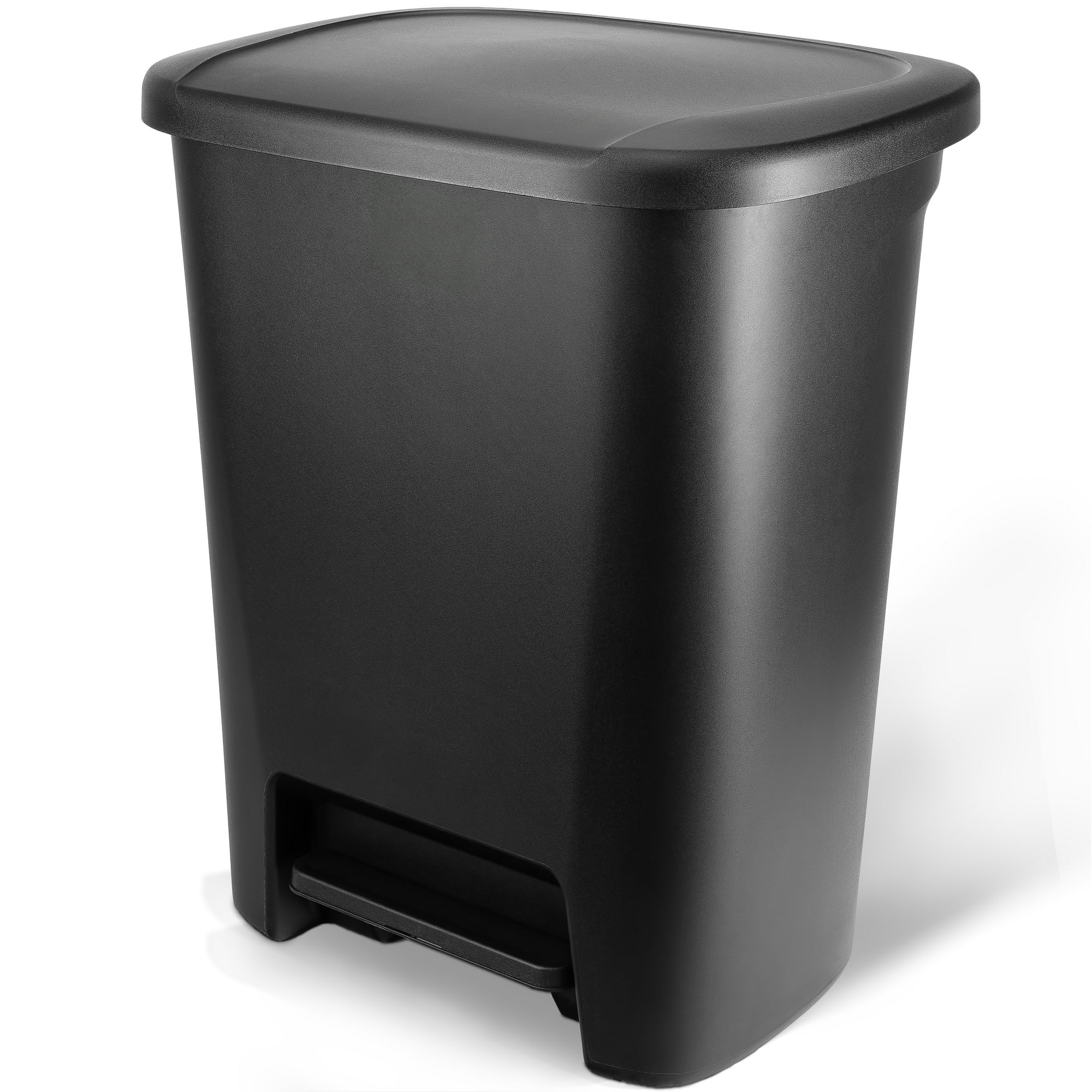 Hefty Kitchen Trash Can, 20.1 Gallon Plastic Step Garbage Bin with Foot Pedal Lid, Black