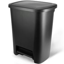 Hefty Kitchen Trash Can, 20.1 Gallon Plastic Step Garbage Bin with Foot Pedal Lid, Black