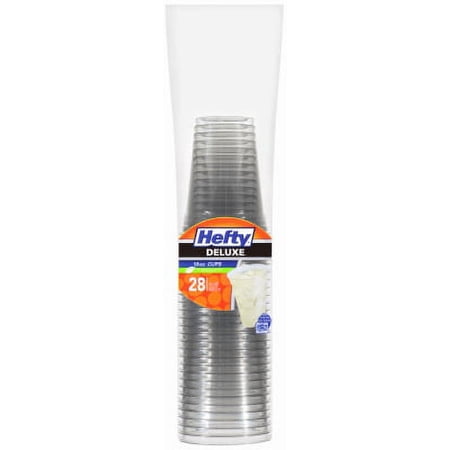 Hefty 28 Count 18 OZ Deluxe Clear Cups Shatter Resistant Upscale, Each