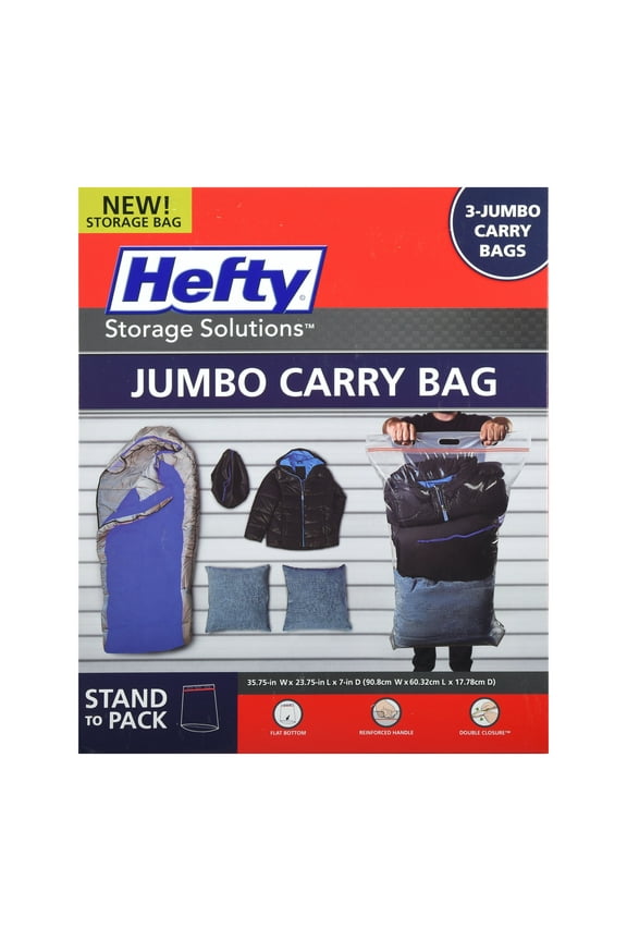 3 Heavy Duty Jumbo Carry Bags, Closet Organizer, Adults and Tweens