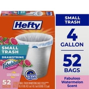 Hefty Small Trash Bags, Fabuloso Watermelon Scent, 4 Gallon, 52 Count