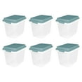 thumbnail image 1 of Hefty 6 Pack 32 Qt Lift Off Stackable Plastic Storage Bin w/Lid, Smoke Blue, 1 of 4