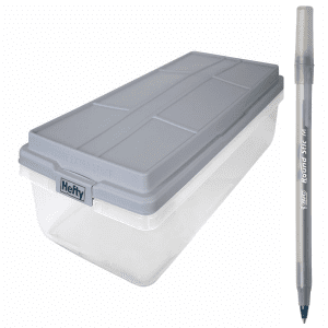 Hefty 63 Quart Clear Hi-Rise Underbed Storage Box with pan