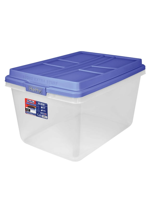 Hefty 72 Qt. Clear Storage Bin with Blue HI-RISE Lid