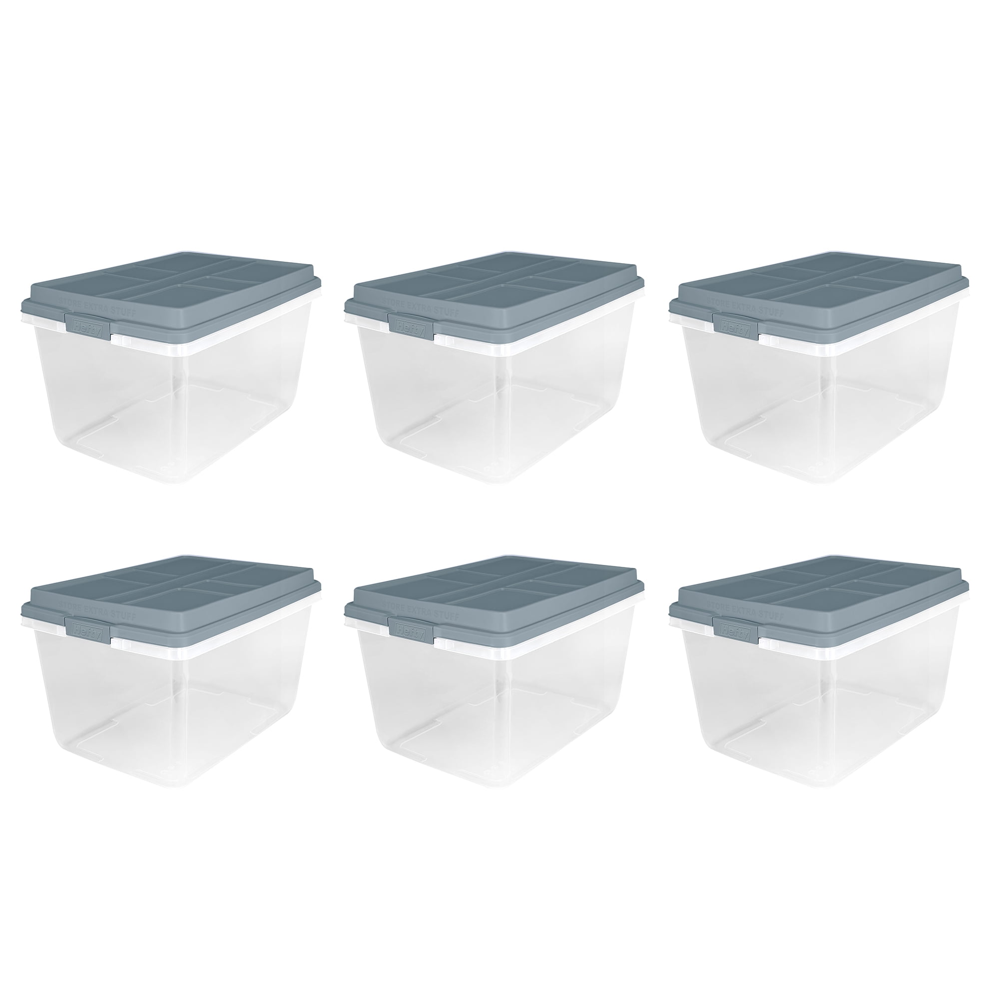 Hefty Hi-Rise 72 Qt. Locking Storage Bins with Latches, Lift Off Lid ...