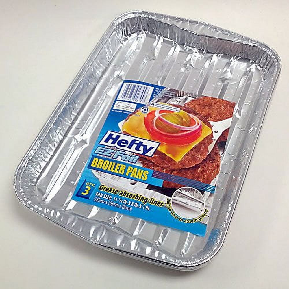 Hefty 91855 EZ Foil Broiler Pan, Grease Absorbing, 111/4 x 8 x 1In