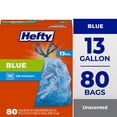 thumbnail image 1 of Hefty Blue Trash Bags, Blue, 13 Gallon, 80 Count, 1 of 4