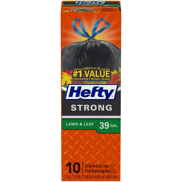 Hefty Cinch SakÂ® Lawn & Leaf Drawstring Trash Bags, 39 Gallon, 10