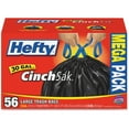 thumbnail image 1 of Hefty Cinch Sak Tall Kitchen &amp; Trash Bags, 30 Gal, 1.1m, 30x33, Black, 4 Boxes/Carton, 1 of 3