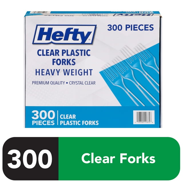 Hefty Clear Heavy Weight Plastic Forks, 300 Count