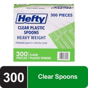 Hefty Heavy Duty Disposable Plastic Spoons, Clear, 300 Count