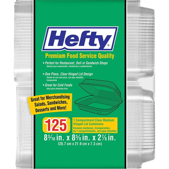 Hefty Clear Hinged Tray - 8" x 8" - 125 ct.