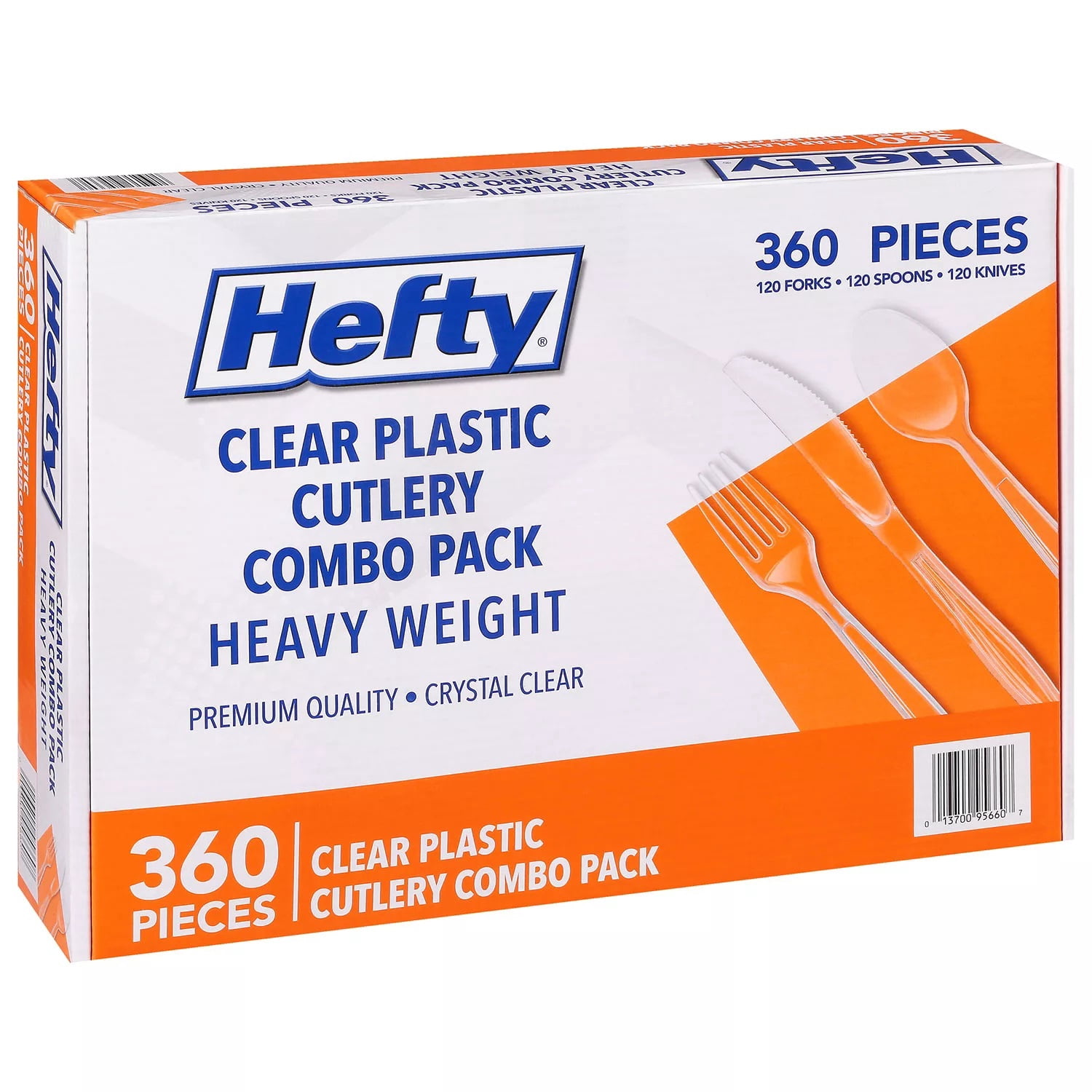 Hefty Heavy Duty Clear Plastic Assorted Cutlery, Bulk Plastic Utensils, 360 Total Count