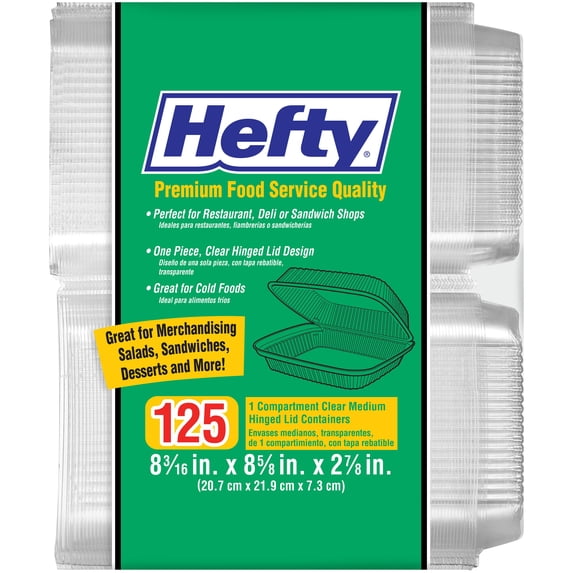 Hefty Clear Plastic Hinged Lid Food Storage Container