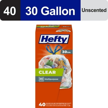 Hefty Clear Trash Bags, Clear, 30 gallon, 40 Count