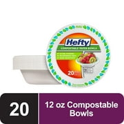 Hefty Compostable Printed Paper Bowls, 12 ounce Capacity, 20 Count