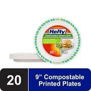 Hefty Compostable Printed Paper Plates, 8.6 Inch, 20 Count