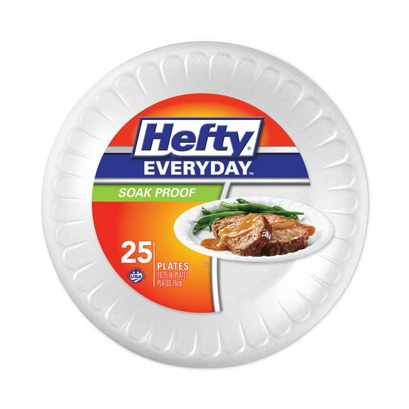 Hefty D2-1029 10.25 in. Diameter Plate Foam Soak Proof Tableware - White (10/Carton)