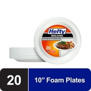 Hefty Deluxe Extra Strong & Deep Foam Plates, Round, White, 10.25 Inch, 20 Count