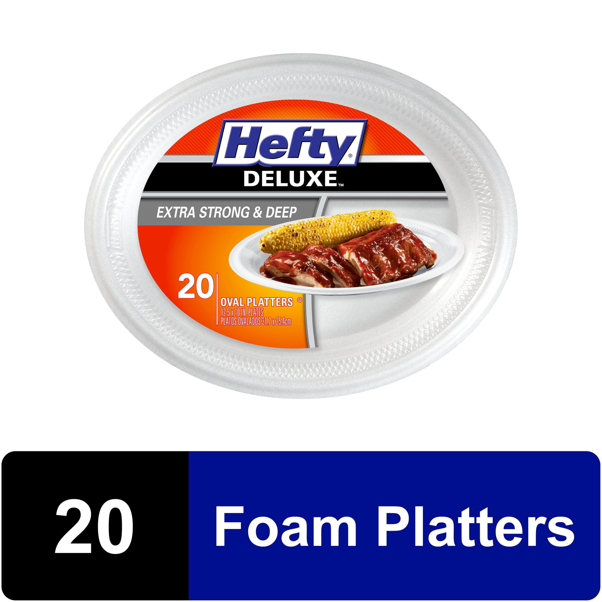 Hefty Deluxe Large Round Foam Party Plates, 28 Count