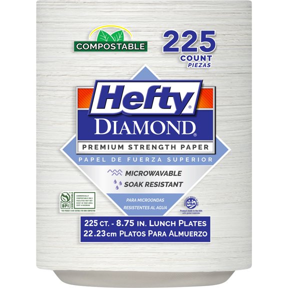 Hefty Diamond Premium Strength Paper 8.75 in, 225ct