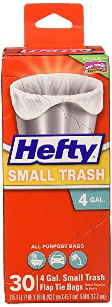 Hefty E20119 Unscented Small Trash Bag w/Flap Tie Closure, 4-Gal