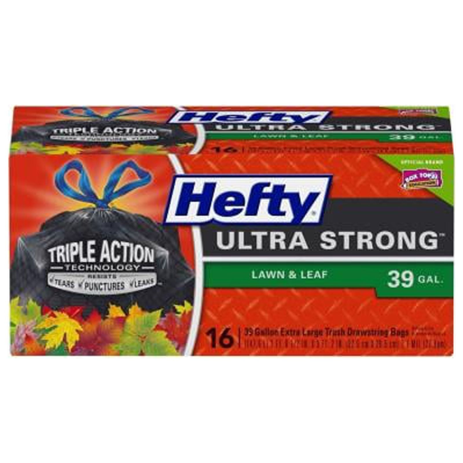 Hefty E87915 Ultra Strong HeavyDuty Drawstring Lawn & Leaf Bags, Black