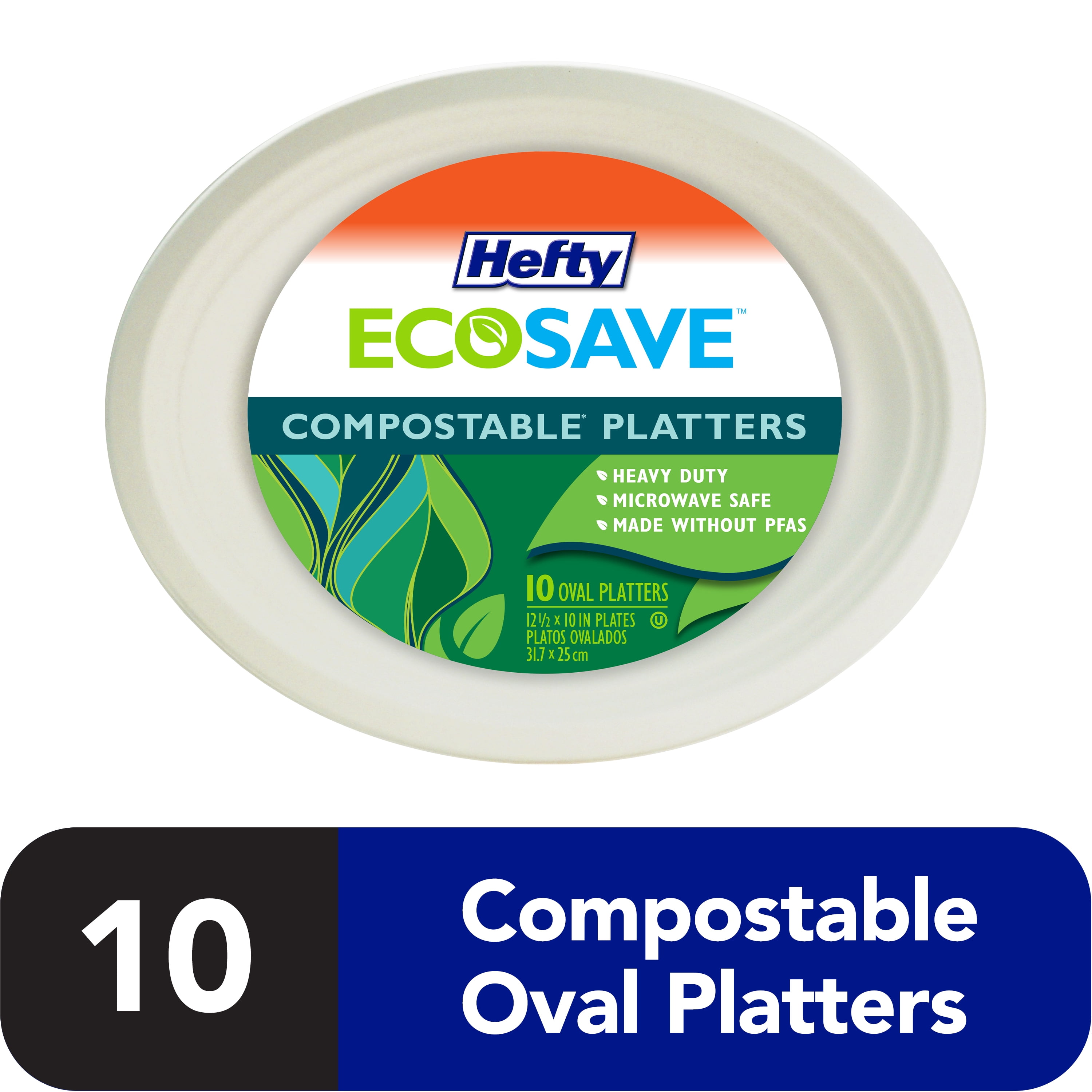 Oval Paper Plates 60 Pack, Large Paper Plates 12 inch, 100% Compostable Paper Plates Eco Friendly Disposable Plates, Super Strong Sturdy Paper