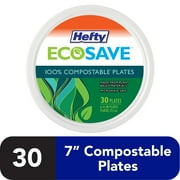 Hefty ECOSAVE Compostable Paper Plates, 6 3/4 inch, 30 Count