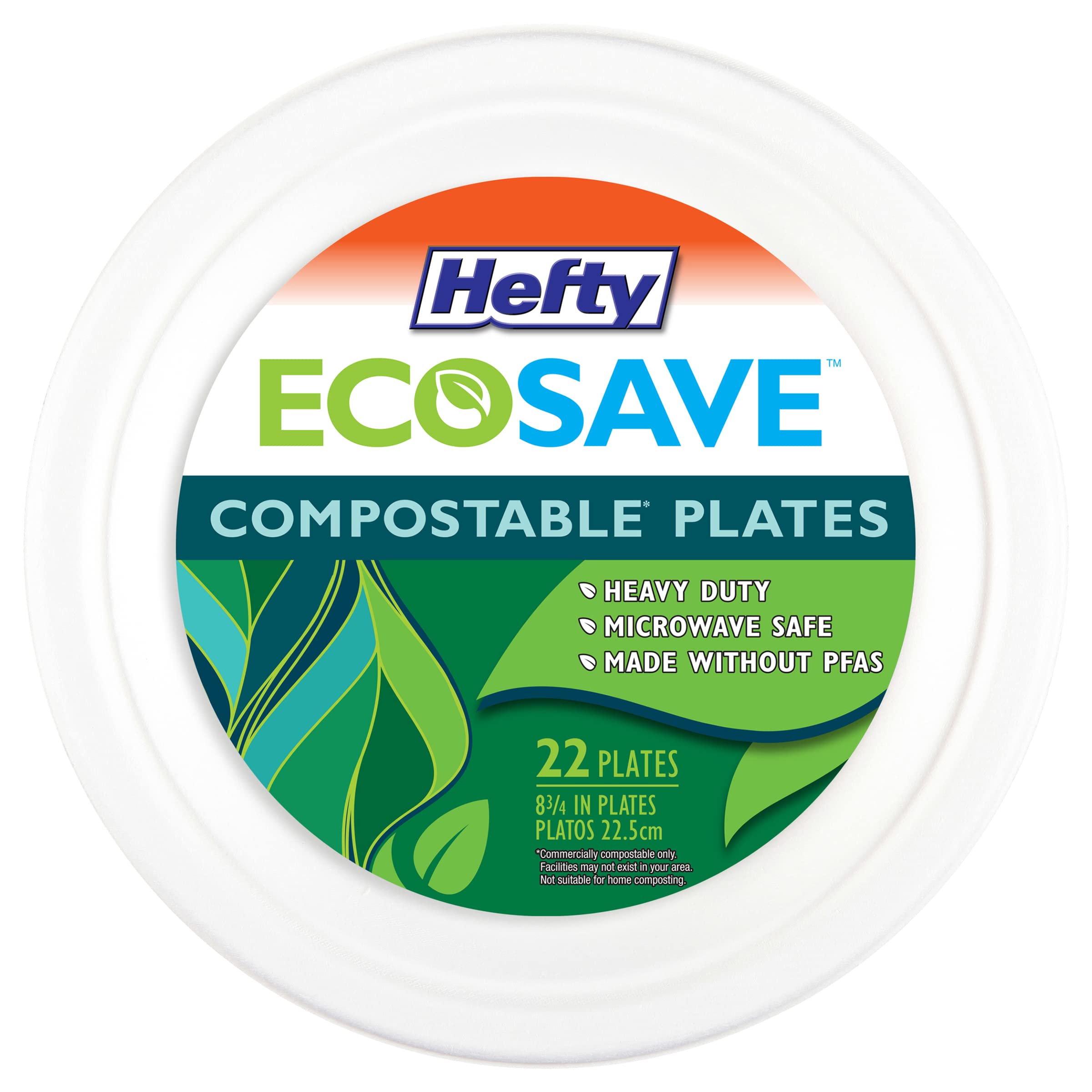Hefty ECOSAVE Compostable Paper Plates (Pack of 2) - image 1 of 7