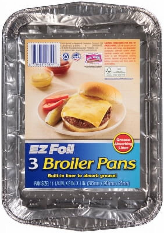 Hefty EZ Foil 3 Pack 111/4" x 8" x 1" Grease Absorbing Broiler Pan