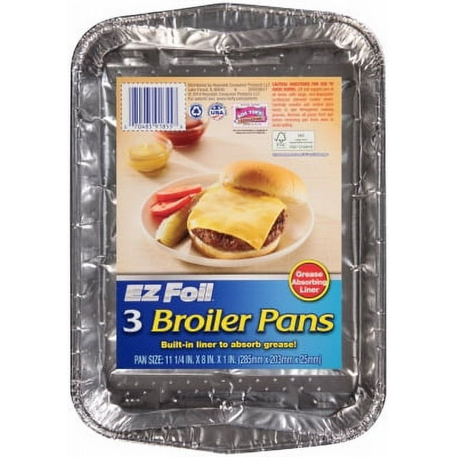 Hefty EZ Foil 3 Pack 111/4" x 8" x 1" Grease Absorbing Broiler Pan