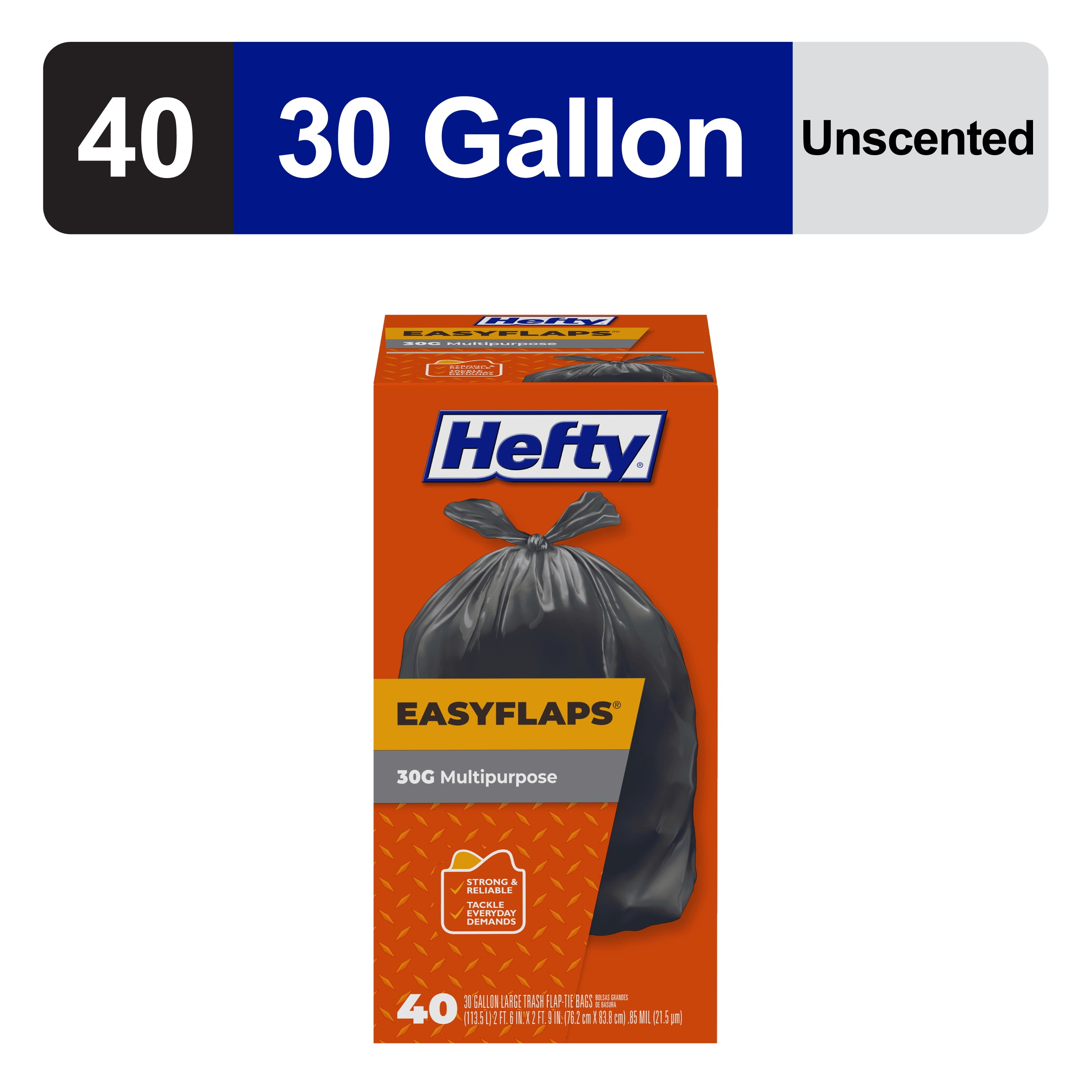 Hefty Strong Tie Garbage Trash Bags, Easy Flaps